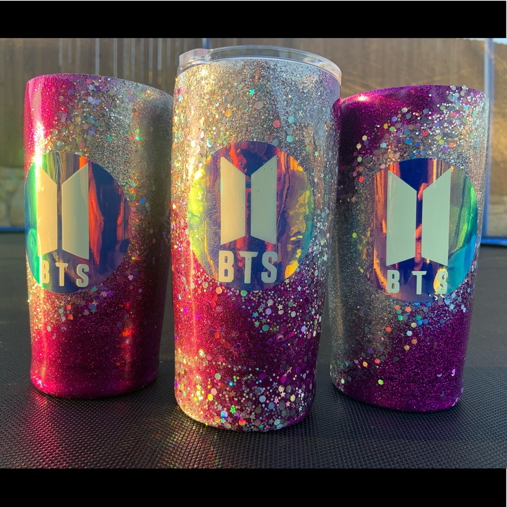 BTS Glitter Tumbler (glows in dark)